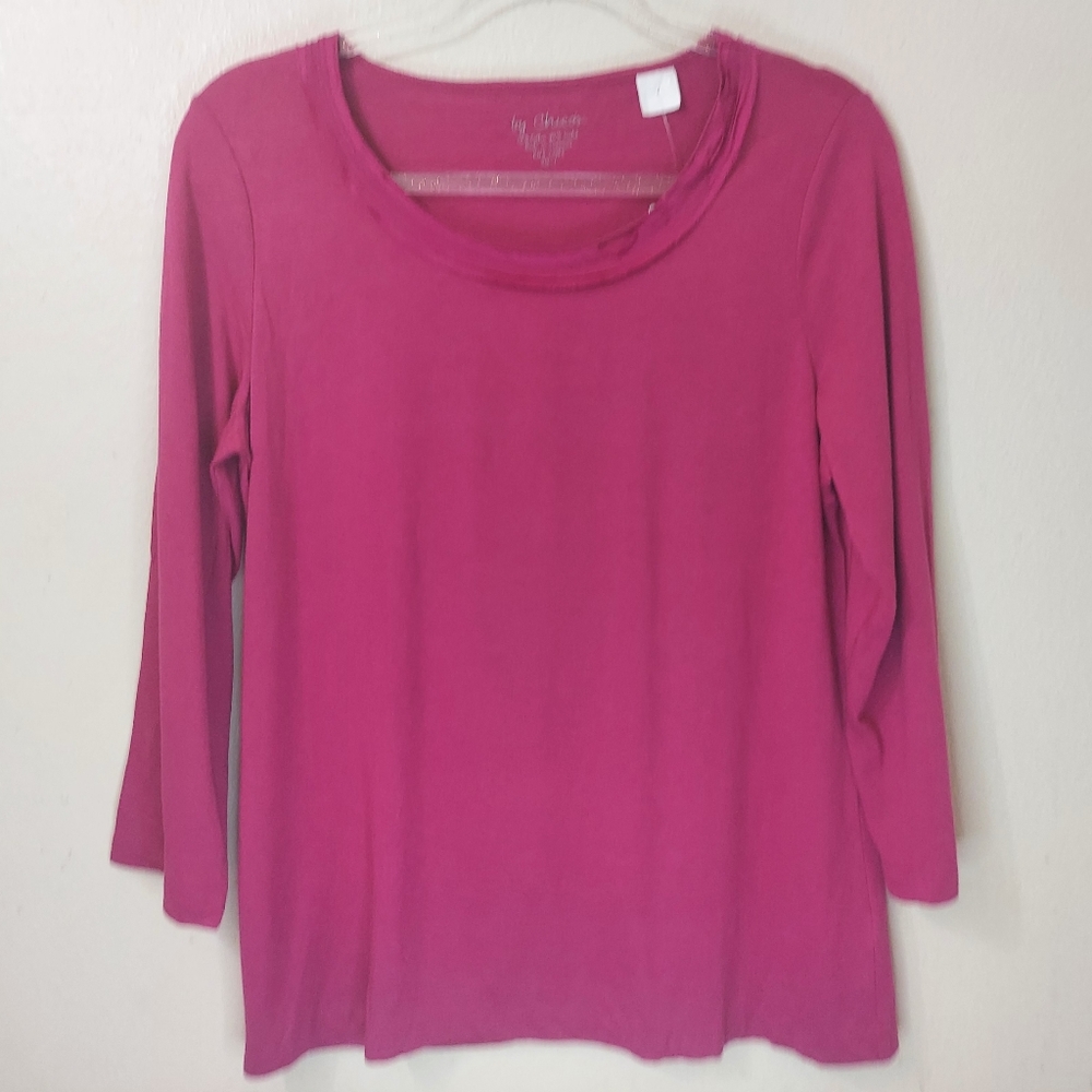 Chico's Delicate Trim Magenta 3/4 Sleeves Size 8
